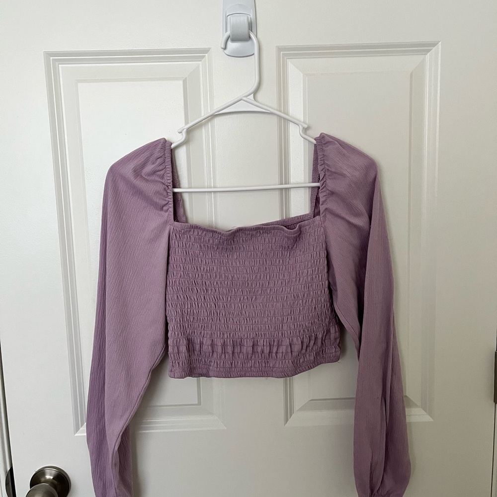 H&M Lilac Long Sleeve Cropped Top
